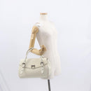 Salvatore Ferragamo Gancini Shoulder Bag Leather White Silver Auth ka722-22