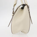 Salvatore Ferragamo Gancini Shoulder Bag Leather White Silver Auth ka722-3