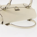 Salvatore Ferragamo Gancini Shoulder Bag Leather White Silver Auth ka722-6