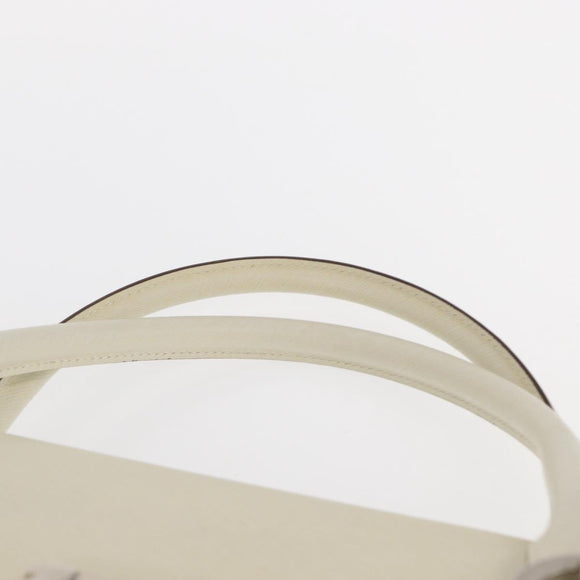 Salvatore Ferragamo Gancini Shoulder Bag Leather White Silver Auth ka722