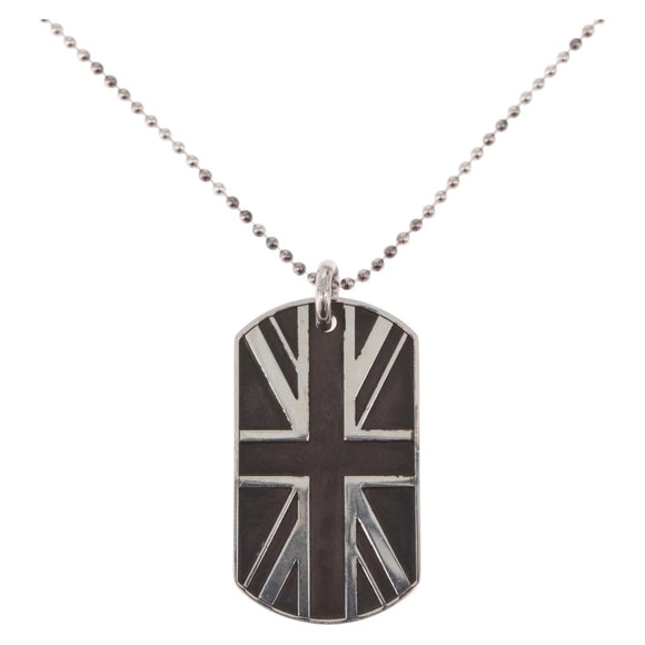 Chrome Hearts Union Jack Large Dog Tag Necklace Ag925 Silver Auth ka7230M