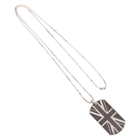 Chrome Hearts Union Jack Large Dog Tag Necklace Ag925 Silver Auth ka7230M