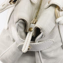 FENDI Zucca Canvas Hand Bag Leather White Gold Auth ka7231A-17