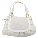 FENDI Zucca Canvas Hand Bag Leather White Gold Auth ka7231A-3
