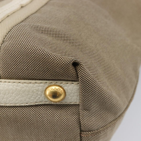 PRADA Hand Bag Canvas 2way Beige Gold Auth ka7234A