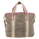 PRADA Hand Bag Canvas 2way Beige Gold Auth ka7234A-3