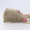 PRADA Hand Bag Canvas 2way Beige Gold Auth ka7234A-4