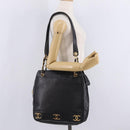 CHANEL Triple Coco Chain Shoulder Bag Caviar Skin Black Gold CC Auth ka7237V-26