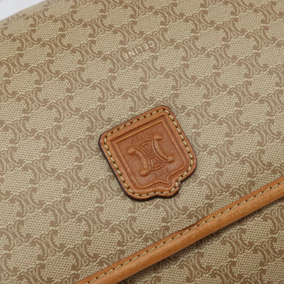 CELINE Macadam Canvas Shoulder Bag PVC Beige Gold Auth ka724