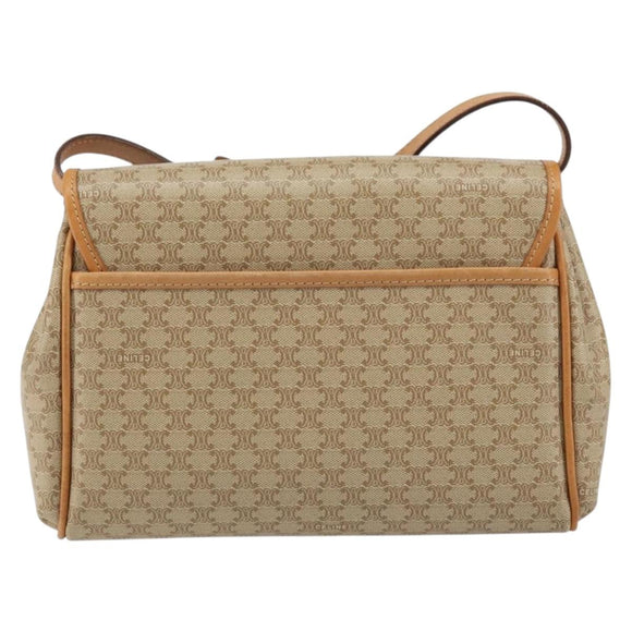 CELINE Macadam Canvas Shoulder Bag PVC Beige Gold Auth ka724