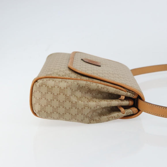 CELINE Macadam Canvas Shoulder Bag PVC Beige Gold Auth ka724