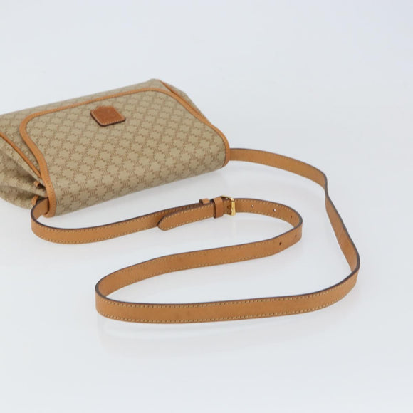 CELINE Macadam Canvas Shoulder Bag PVC Beige Gold Auth ka724