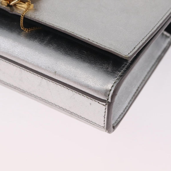 Saint Laurent Kate Tassel Chain Shoulder Bag Leather Silver Gold Auth ka7241A