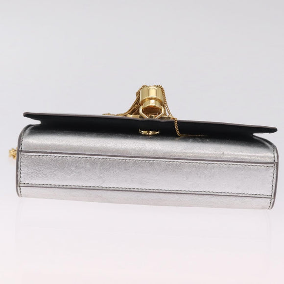 Saint Laurent Kate Tassel Chain Shoulder Bag Leather Silver Gold Auth ka7241A