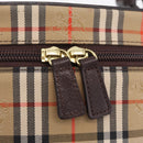 BURBERRY Nova Check Vanity Hand Bag Canvas Beige Gold Auth ka7258A-14