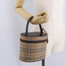 BURBERRY Nova Check Vanity Hand Bag Canvas Beige Gold Auth ka7258A-21