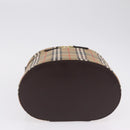 BURBERRY Nova Check Vanity Hand Bag Canvas Beige Gold Auth ka7258A-9