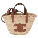 CELINE Teen Classic Panier Hand Bag Raffia 2way Beige Brown Auth ka7259M-2