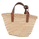CELINE Teen Classic Panier Hand Bag Raffia 2way Beige Brown Auth ka7259M-3