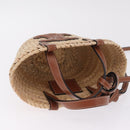 CELINE Teen Classic Panier Hand Bag Raffia 2way Beige Brown Auth ka7259M-6