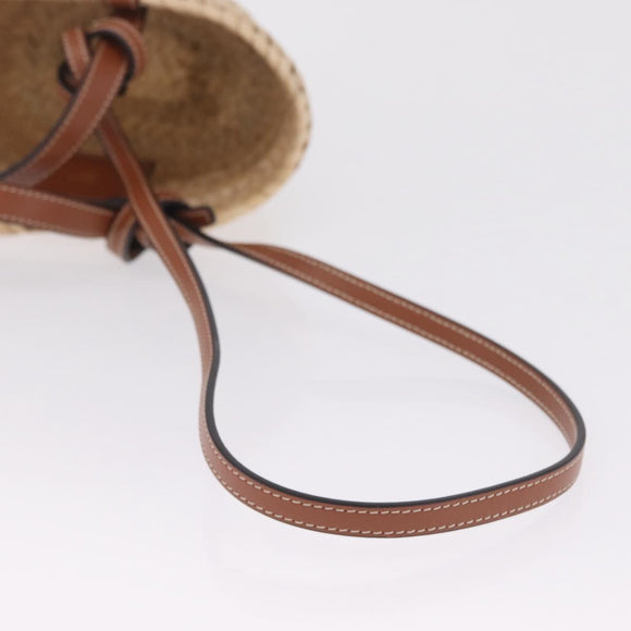 CELINE Teen Classic Panier Hand Bag Raffia 2way Beige Brown Auth ka7259M