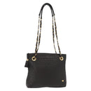 BALLY Quilted Chain Shoulder Bag Leather Black Gold Auth ka727-1