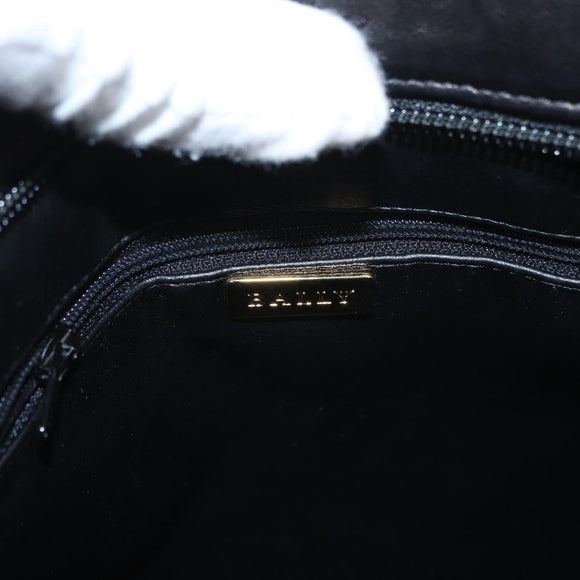 BALLY Quilted Chain Shoulder Bag Leather Black Gold Auth ka727