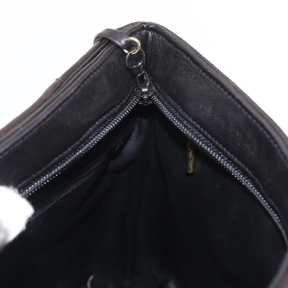 BALLY Quilted Chain Shoulder Bag Leather Black Gold Auth ka727