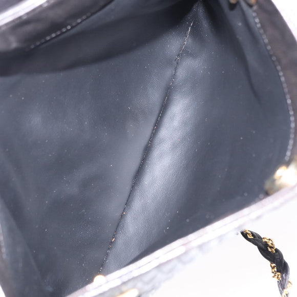 BALLY Quilted Chain Shoulder Bag Leather Black Gold Auth ka727