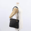 BALLY Quilted Chain Shoulder Bag Leather Black Gold Auth ka727-23