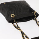 BALLY Quilted Chain Shoulder Bag Leather Black Gold Auth ka727-6