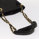 BALLY Quilted Chain Shoulder Bag Leather Black Gold Auth ka727-7