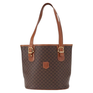 CELINE Macadam Canvas Shoulder Bag PVC Leather Brown Gold Auth ka728 - 0