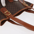 CELINE Macadam Canvas Shoulder Bag PVC Leather Brown Gold Auth ka728-6