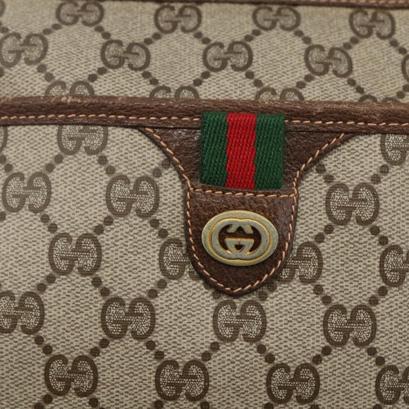 GUCCI GG Supreme Web Sherry Line Bag PVC Beige Gold 89 02 077 Auth ka736