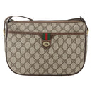 GUCCI GG Supreme Web Sherry Line Bag PVC Beige Gold 89 02 077 Auth ka736-2