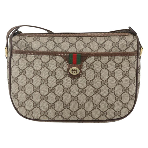 GUCCI GG Supreme Web Sherry Line Bag PVC Beige Gold 89 02 077 Auth ka736