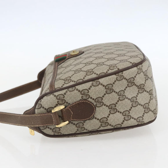GUCCI GG Supreme Web Sherry Line Bag PVC Beige Gold 89 02 077 Auth ka736