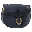 Christian Dior Trotter Canvas Shoulder Bag Navy Gold Auth ka740-1