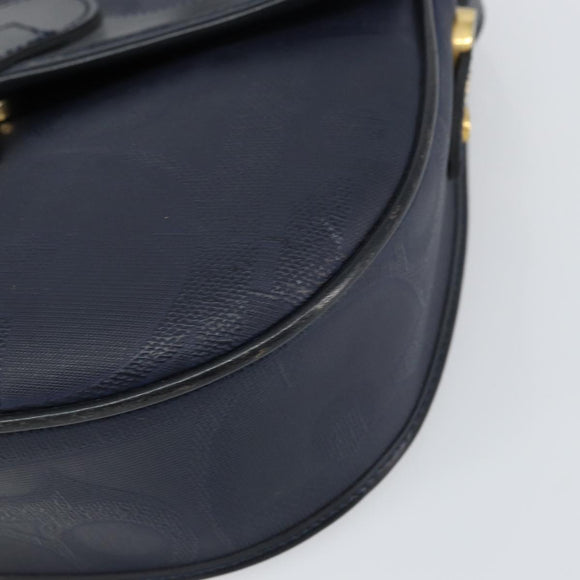 Christian Dior Trotter Canvas Shoulder Bag Navy Gold Auth ka740