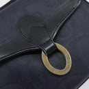 Christian Dior Trotter Canvas Shoulder Bag Navy Gold Auth ka740-10
