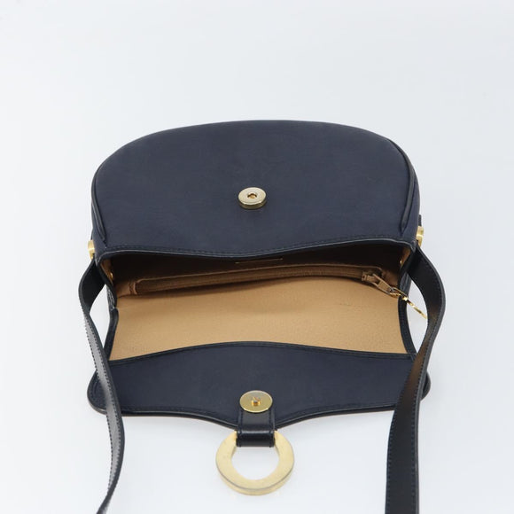 Christian Dior Trotter Canvas Shoulder Bag Navy Gold Auth ka740