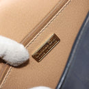 Christian Dior Trotter Canvas Shoulder Bag Navy Gold Auth ka740-11