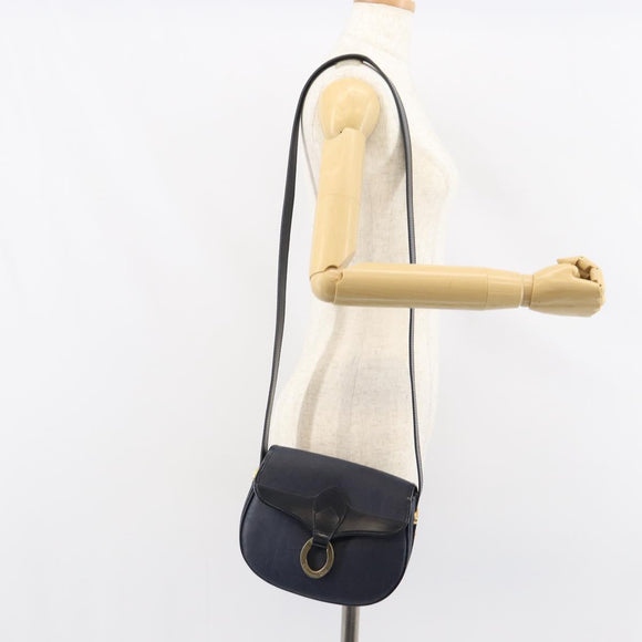 Christian Dior Trotter Canvas Shoulder Bag Navy Gold Auth ka740
