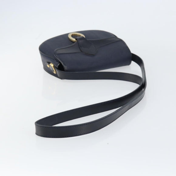Christian Dior Trotter Canvas Shoulder Bag Navy Gold Auth ka740
