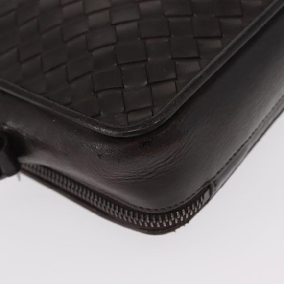 BOTTEGA VENETA INTRECCIATO Clutch Bag Leather Dark Brown Auth ka742