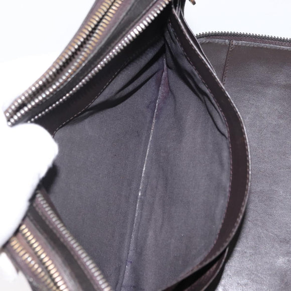 BOTTEGA VENETA INTRECCIATO Clutch Bag Leather Dark Brown Auth ka742