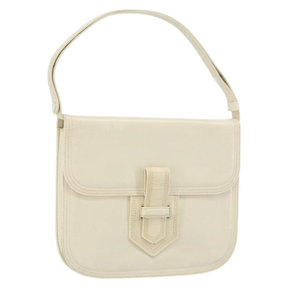 SAINT LAURENT Shoulder Bag Leather White Auth ka743