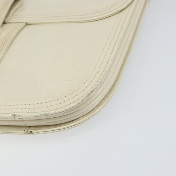 SAINT LAURENT Shoulder Bag Leather White Auth ka743