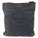 PRADA Shoulder Bag Canvas Navy Silver Auth ka744-2